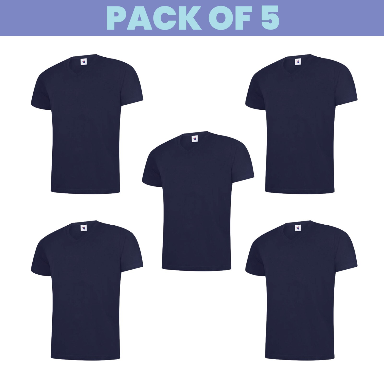 Packs of 5 & 3 Classic V Neck T-shirt Plain Short Sleeve Workwear Unisex UC317