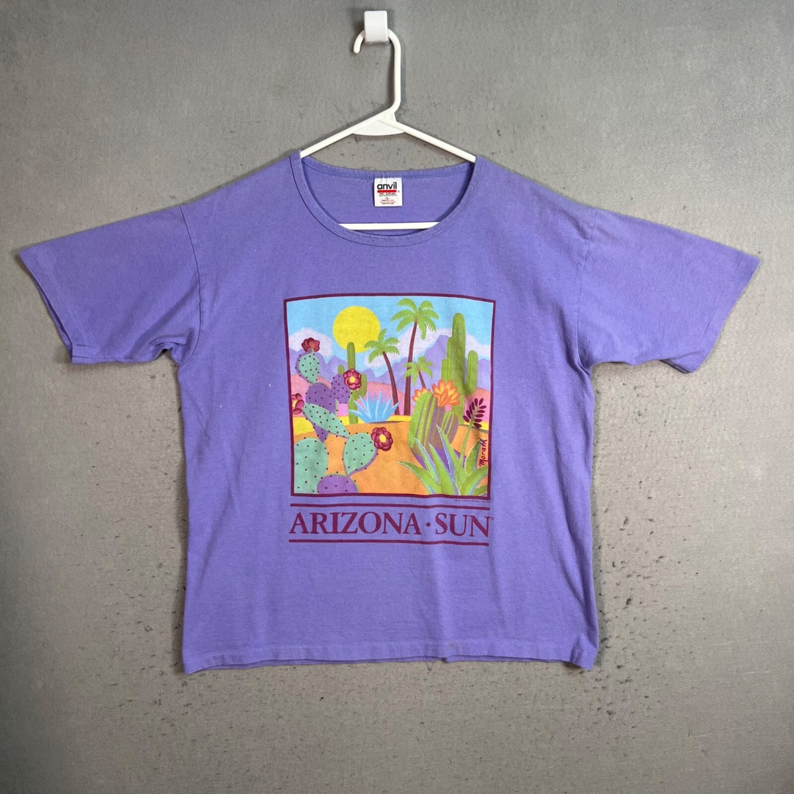Vintage Anvil Arizona Sun Purple T-Shirt Womens L 100% Cotton