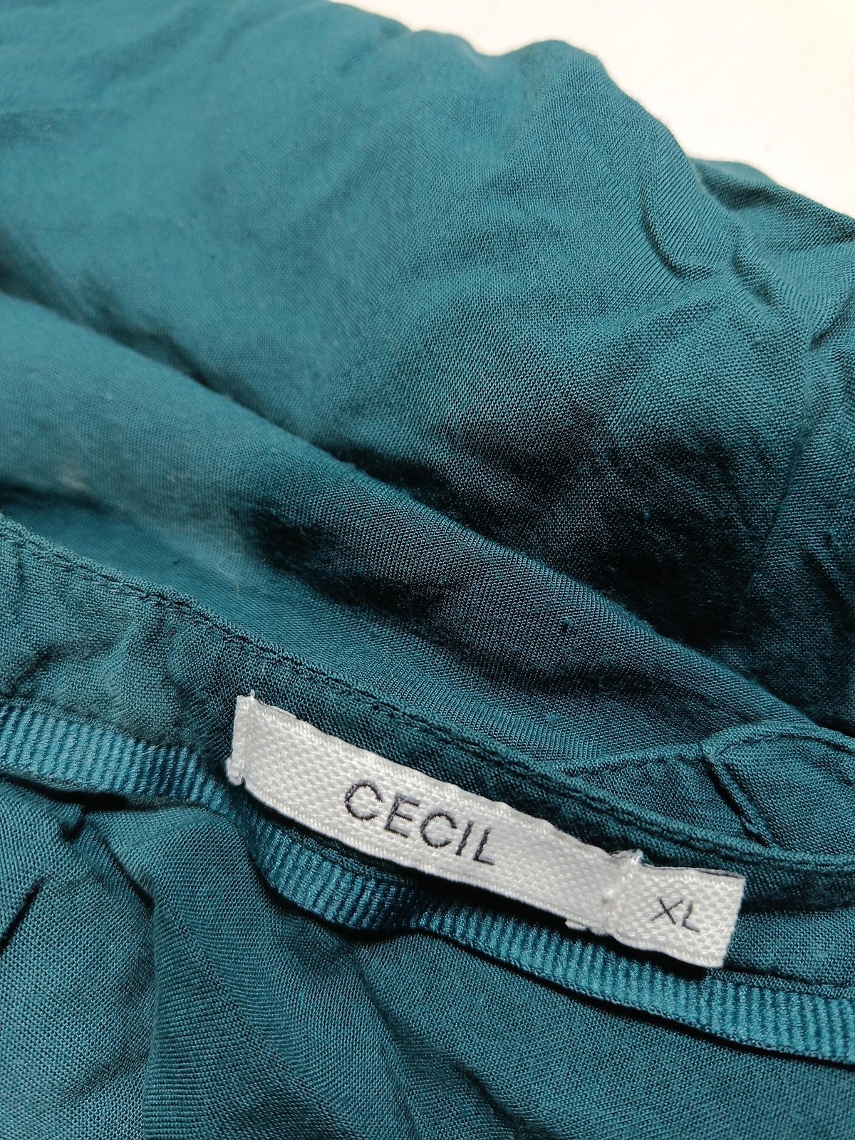 Cecil Women’s Blouse XL Green 100% Viscose 3/4 Sleeve V-Neck Basic