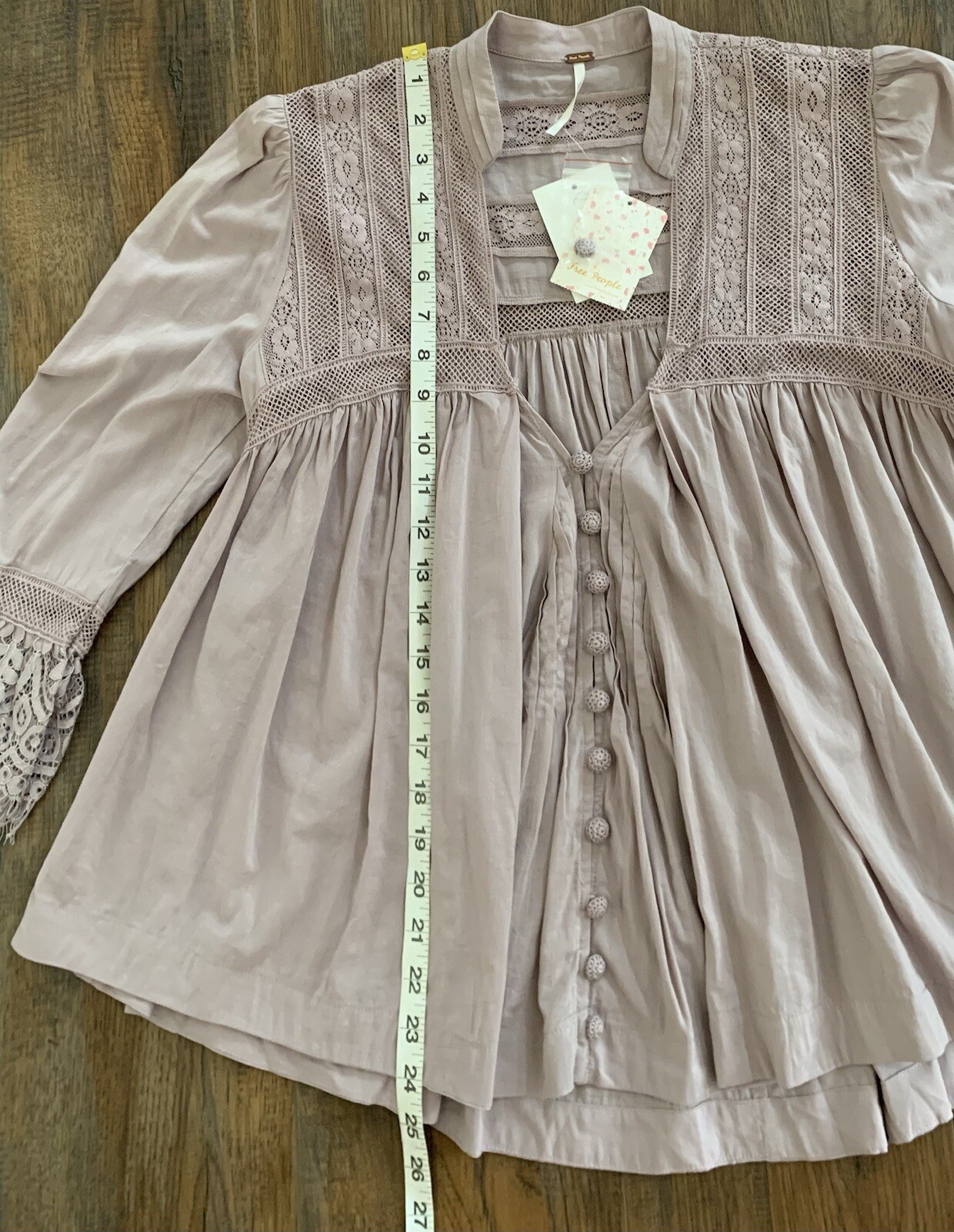 Free People Esme Button Up Top Boho Crochet Romantic Lavender Mauve NWT $128 XS