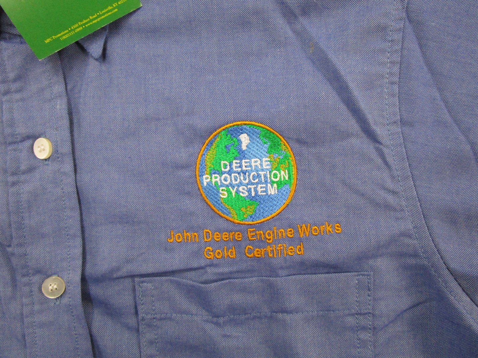 Vintage Union Line John Deere Engine Employee Button Up Shirt Womens Size L NEW
