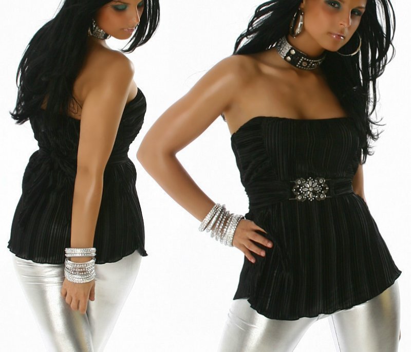 SeXy Miss Womens Bandeau Babydoll Top Shiny Satin NEW 34 36 38 40 Black Yellow