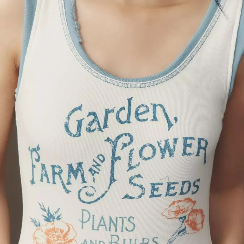 Anthropologie Pilcro Colorblock Muscle Tank Top FOR GARDEN FARM FLOWER LOVER NWT