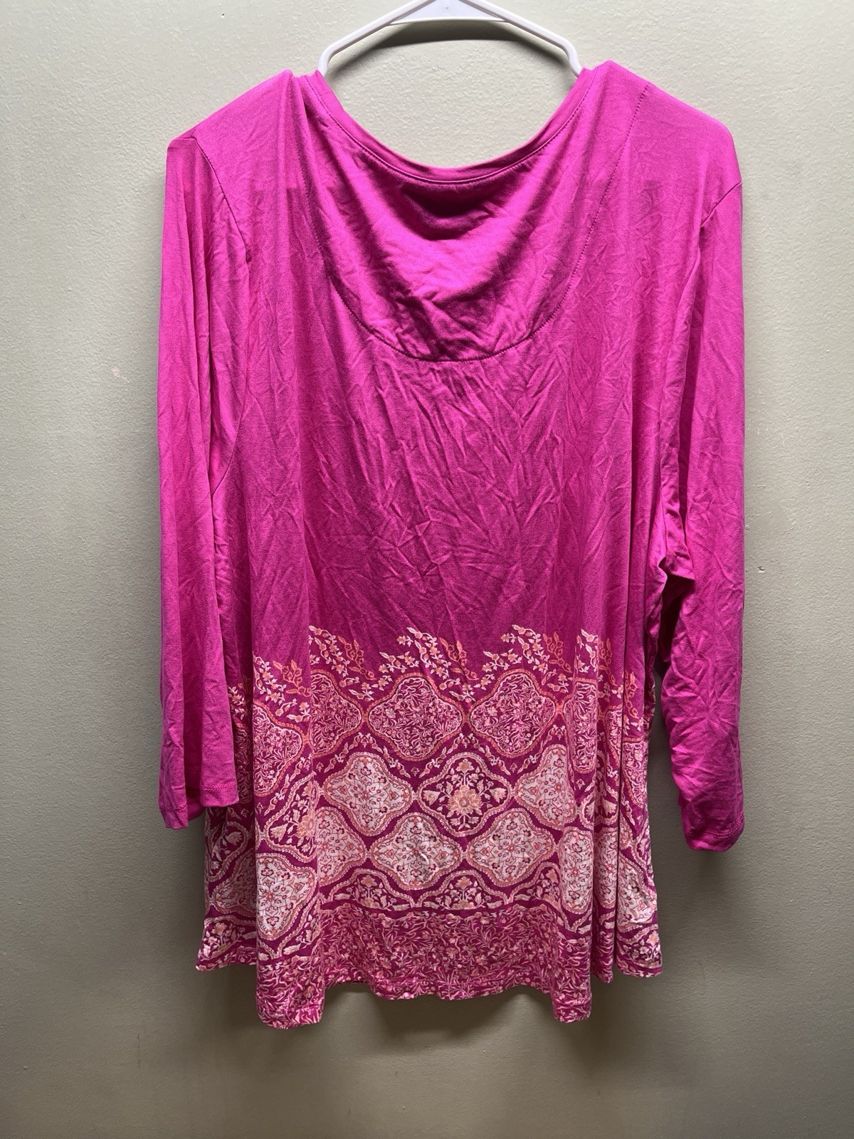 JM Collection top womens plus size 3X petunia pink 3/4 sleeve New! shirt