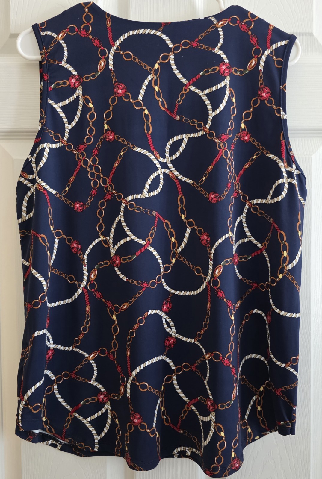 Lulu B XL Tank Top Rope Navy Chain V-Neck Sleeveless UPF Activeware Beachy