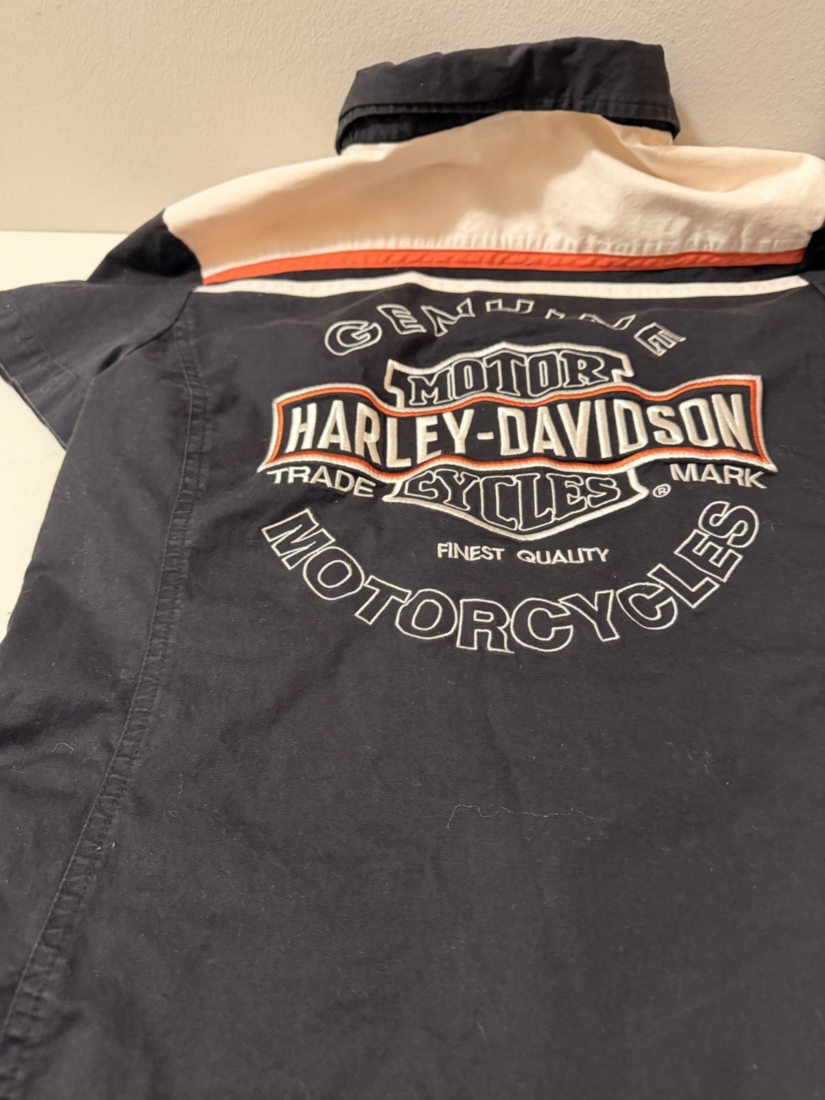 Harley-Davidson Genuine Motorclothes Zip-Up Jacket L Navy/White/Orange Patch