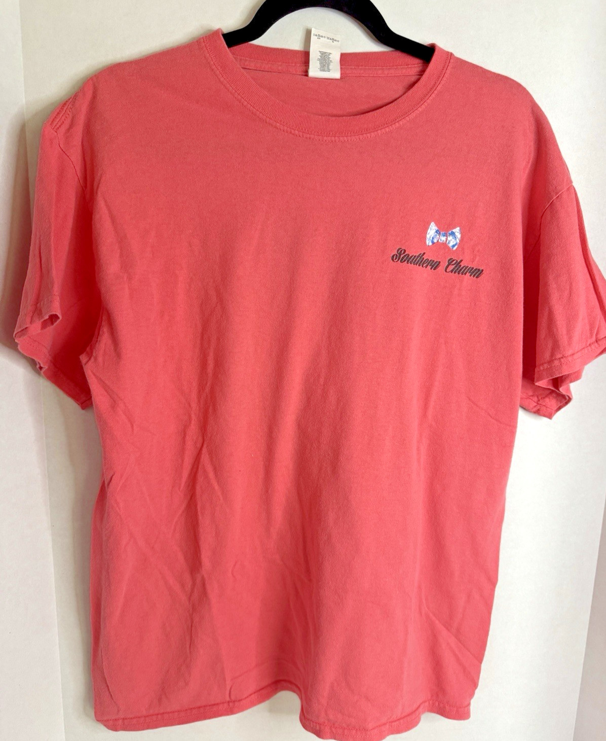 Southern Charm Bow Graphic Tee Women’s Large Coral Pink Preppy Boutique Style