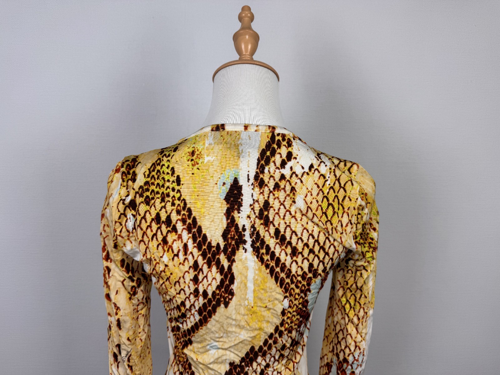 Just Cavalli Made in Bosnia Wonderful Yellow Snake Pattern Stretch Shirt Sz S