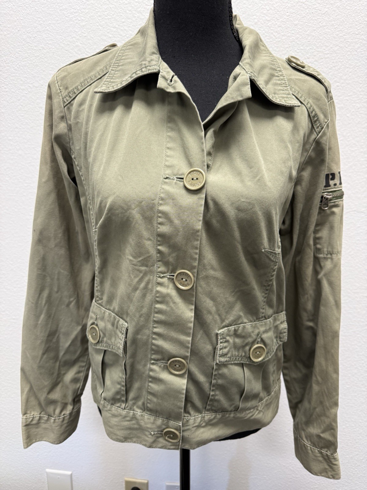 Paul Frank Women’s Olive Green Button Front Top – Size M