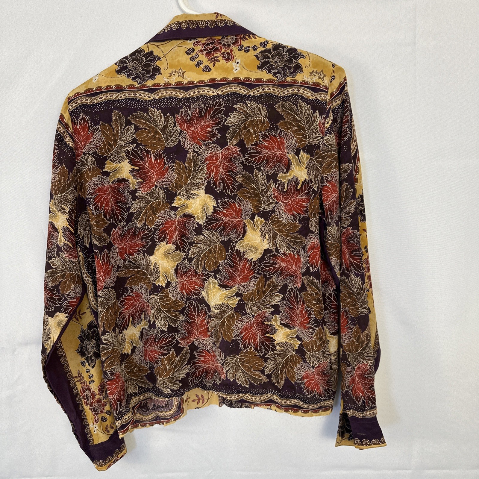 Quo Silk Button-Down Blouse Women’s Sz S Floral Arrangement Lightweight VTG