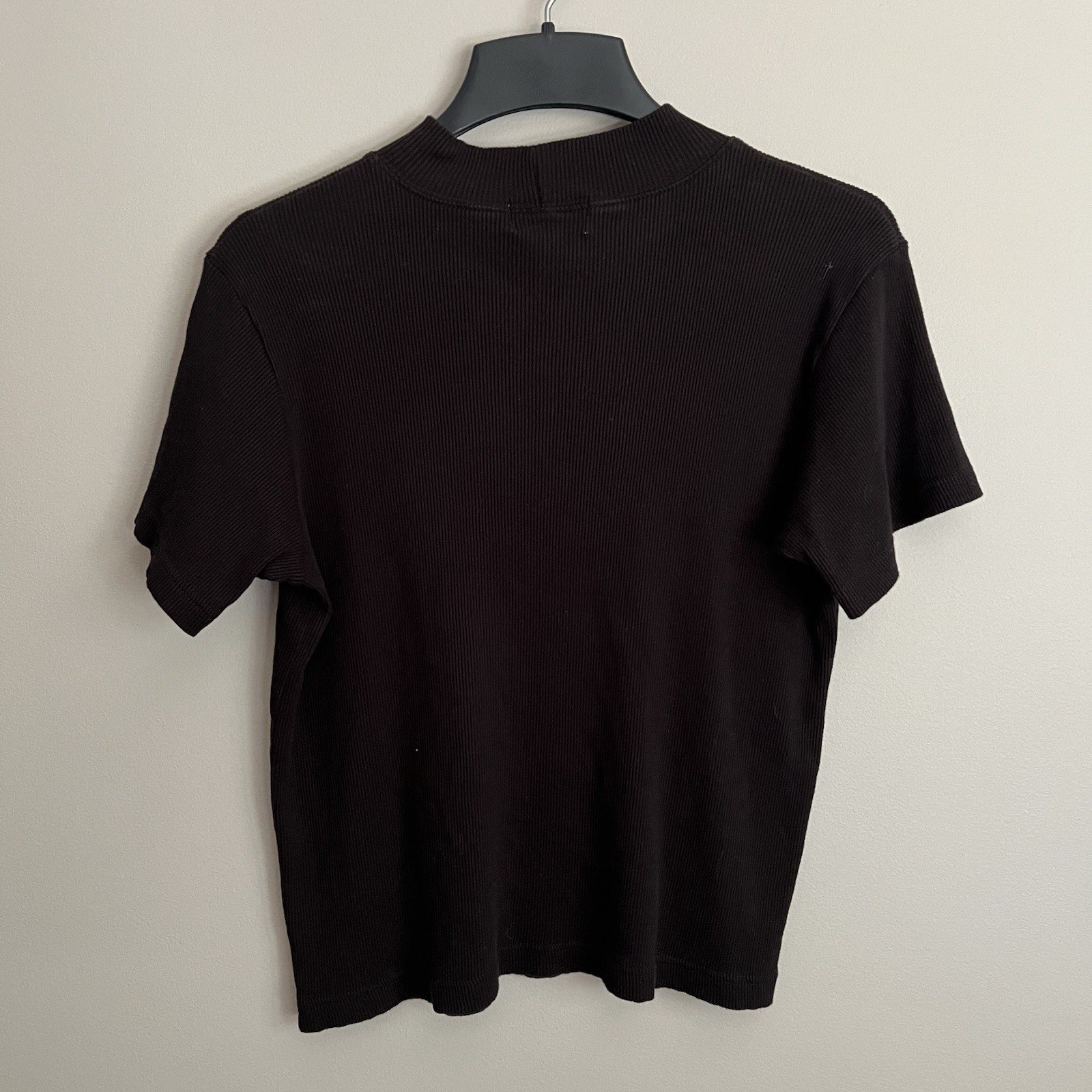 Vintage 90’s Minimalist J Jill Black Ribbed Cotton Top L Made USA Capsule Chic