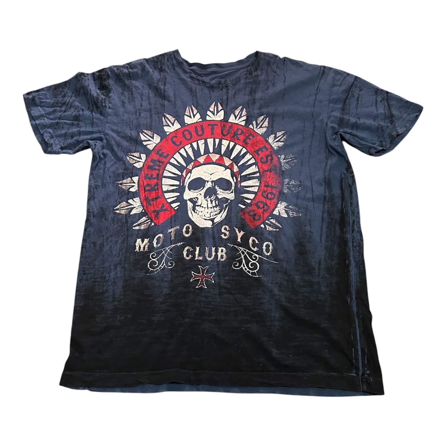 Women’s Xtreme Couture 100% Cotton Motosyco Club MFG Tie-Dye T-Shirt Size XL