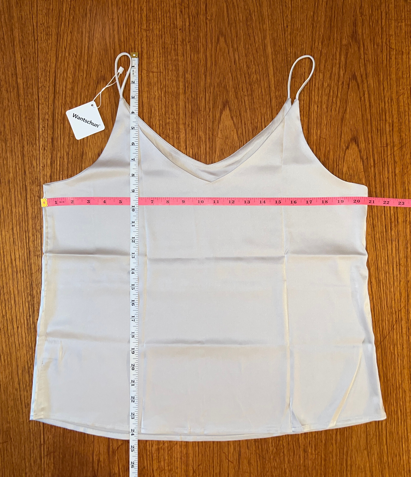 NWT! Wantschun, Silky V-Neck Camisole W/Thin Spaghetti Straps In White, US Sz XL