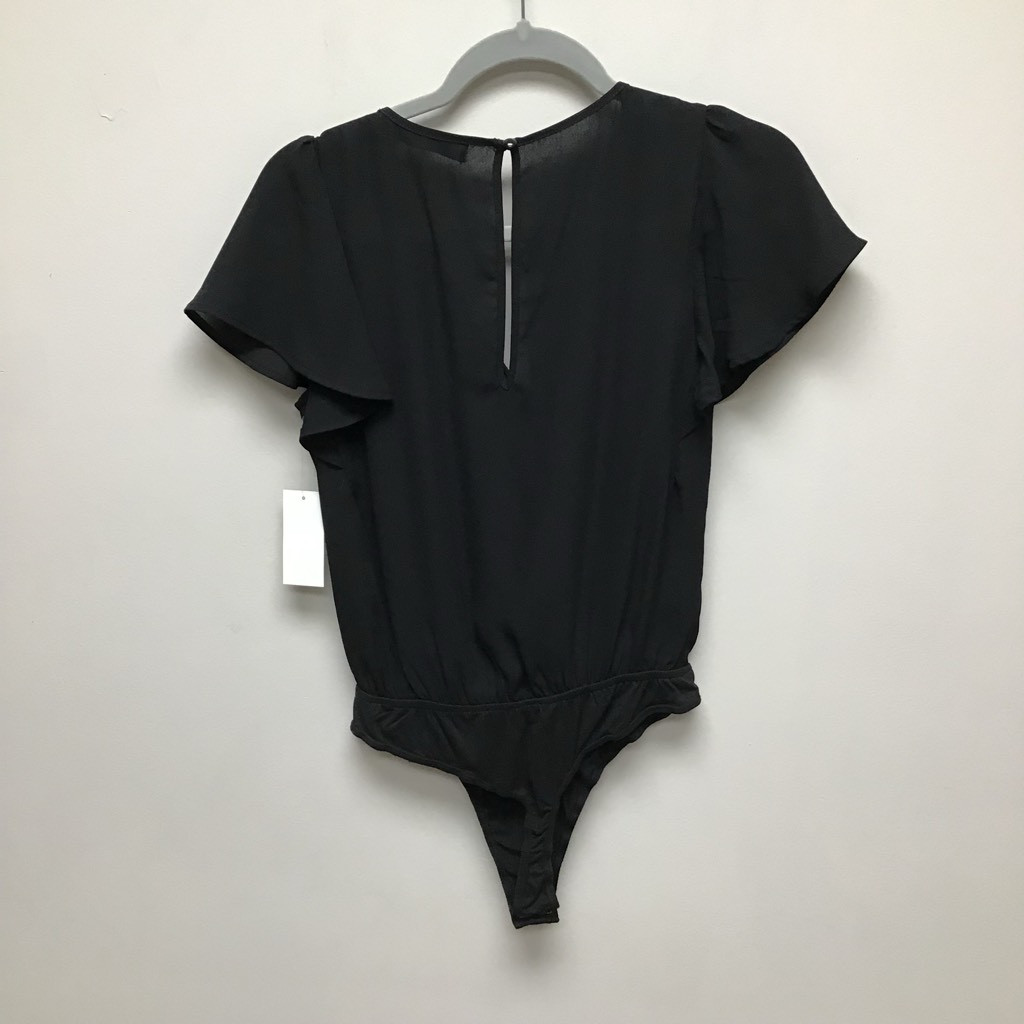 Ash & Violet Womens Rebel Beat Bodysuit Black Lined Flutter Sleeve Stretch S New