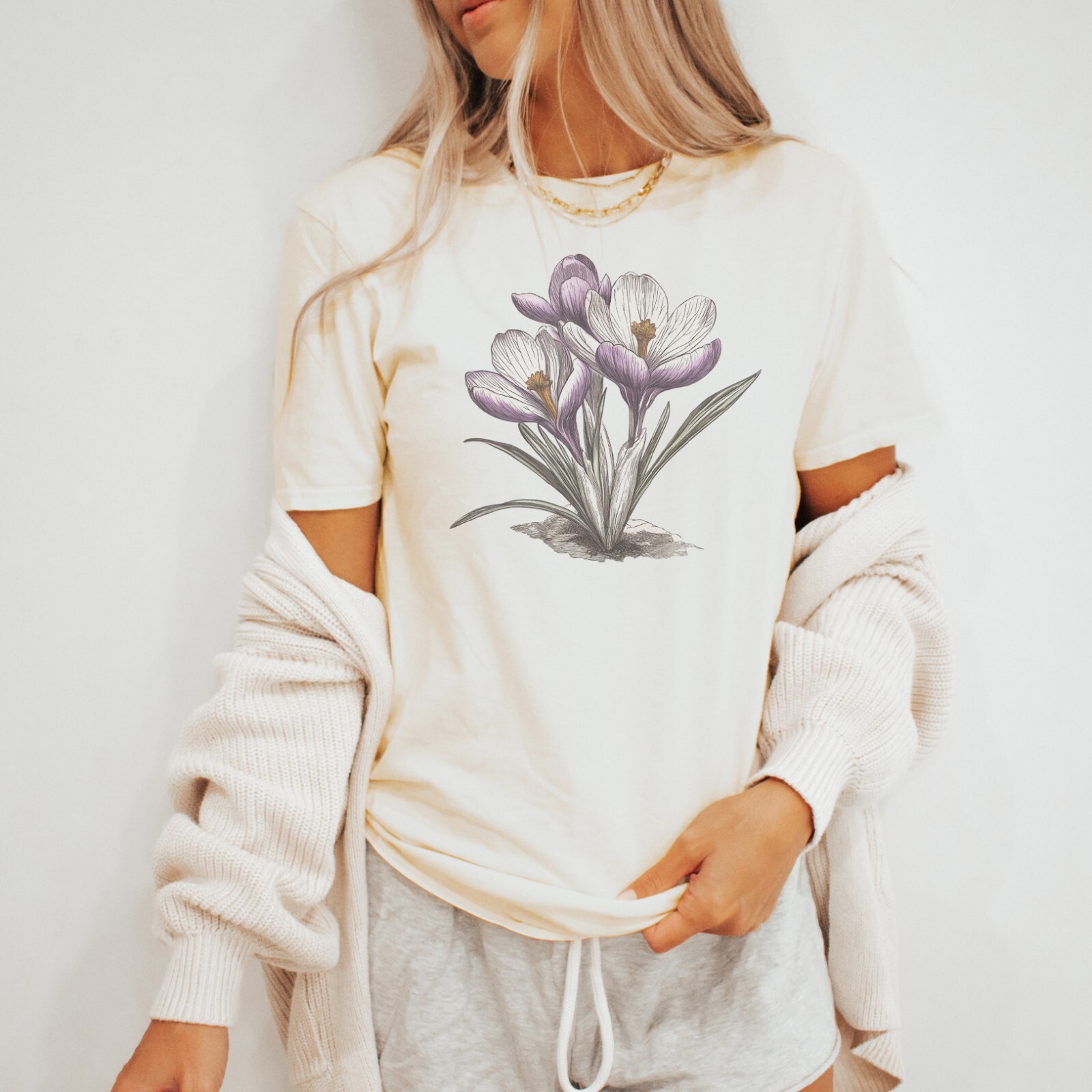 Crocus Tee Botanical Flower Shirt Spring Garden Gift