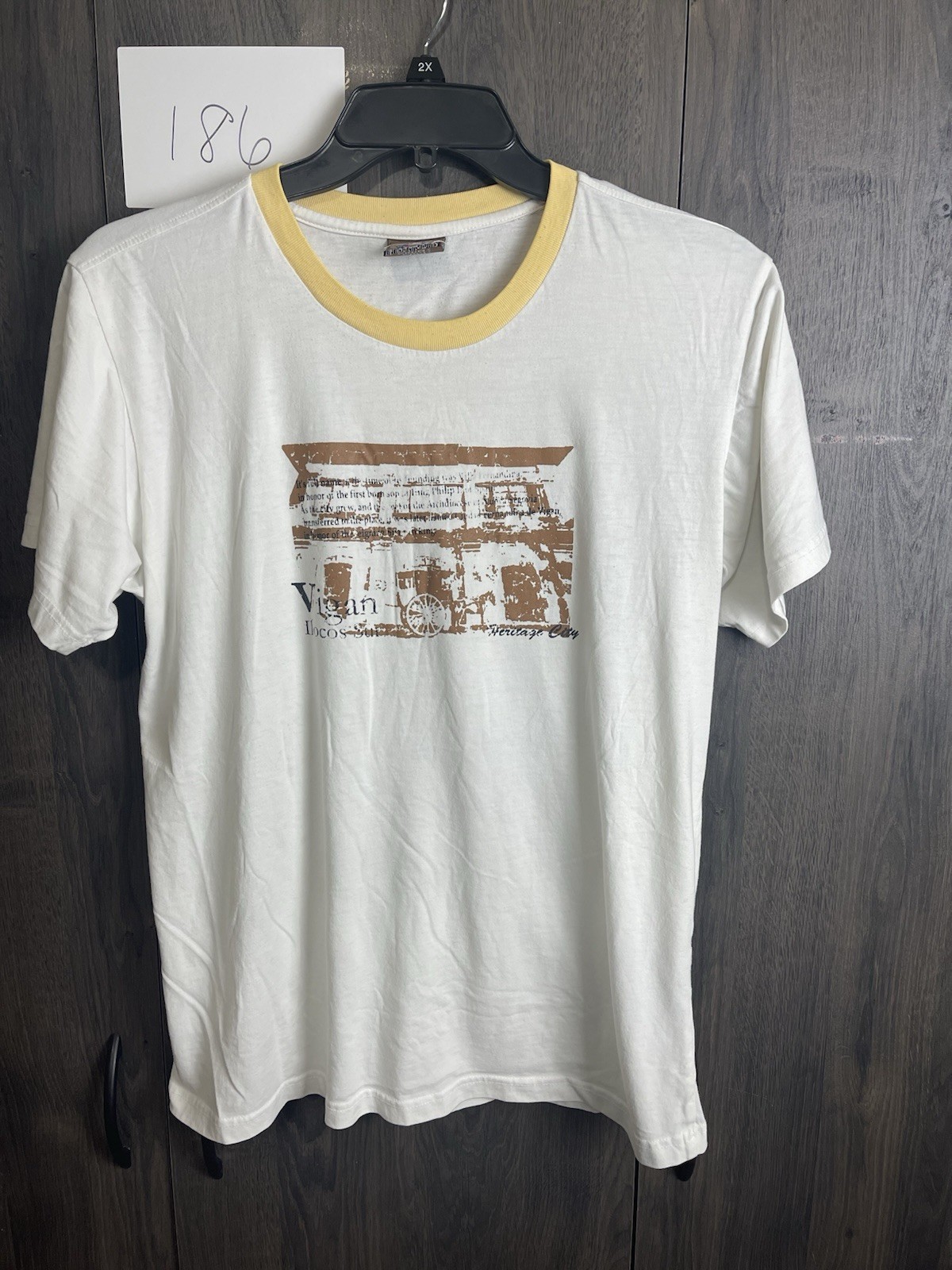 Vintage Ringer Vigan Ilocos Sur Philippines T-Shirt Adult Large White