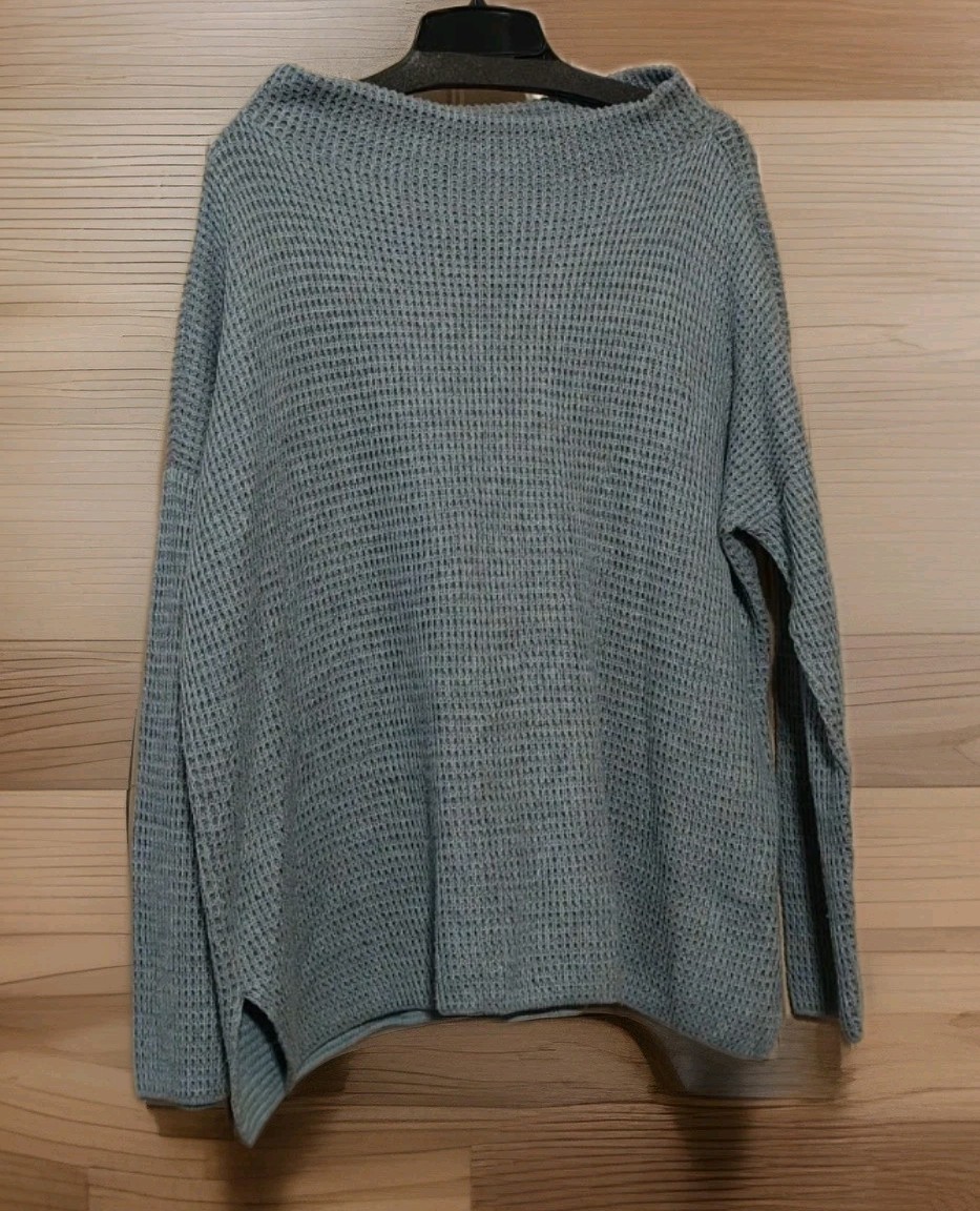 Eileen Fisher Peruvian Organic Cotton Blend Funnel Neck Sweater Sz Small Petite