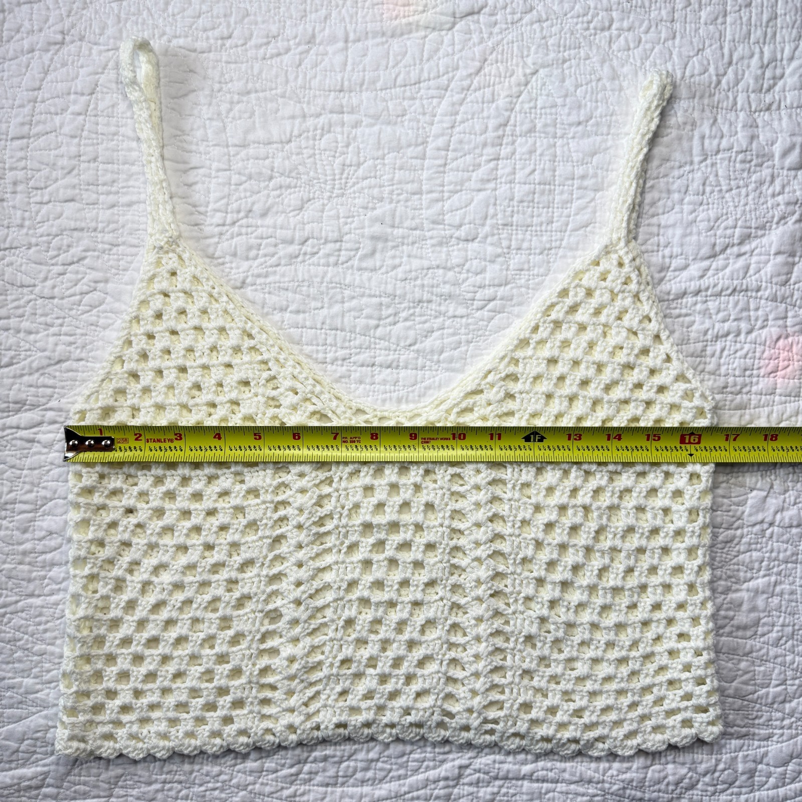 Boho Festival Ivory Crochet Open Knit Top Womens Size S Angelcore Cottagecore
