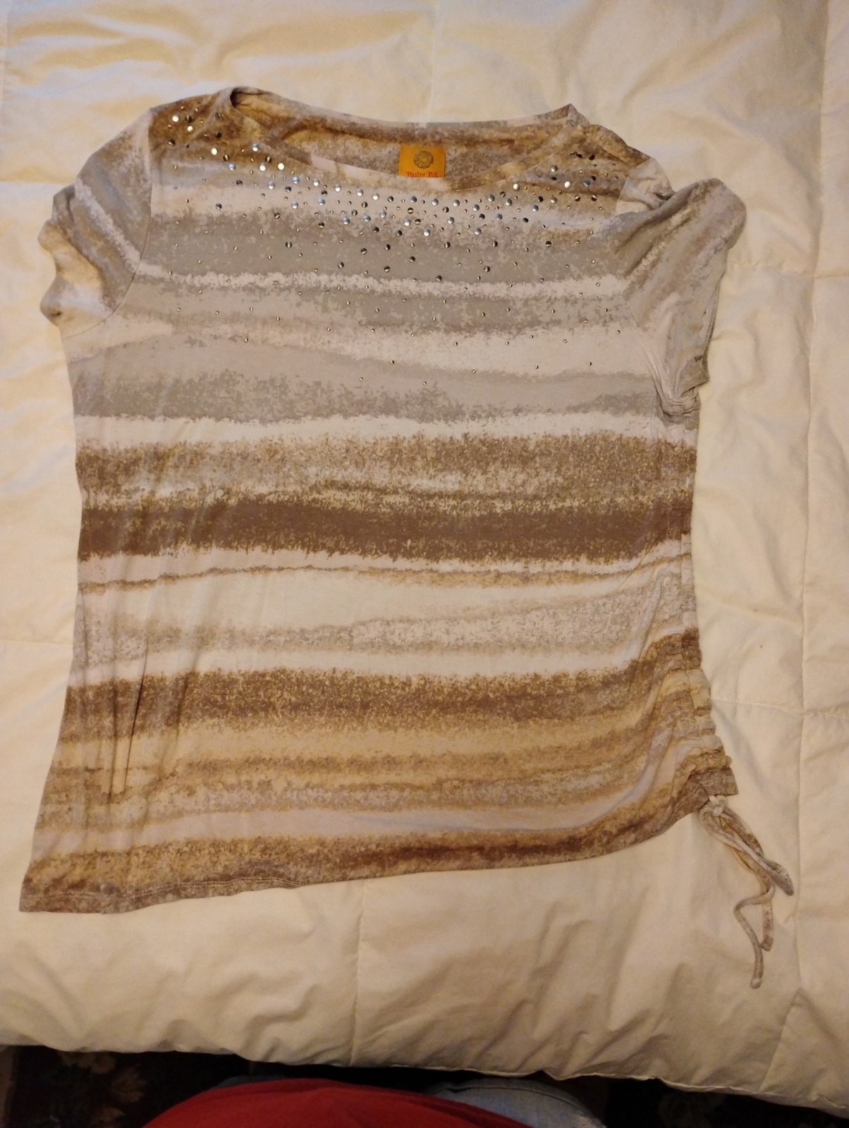 Ruby Rd Large brown ,Tan,Beige Shirt With Silver Studs