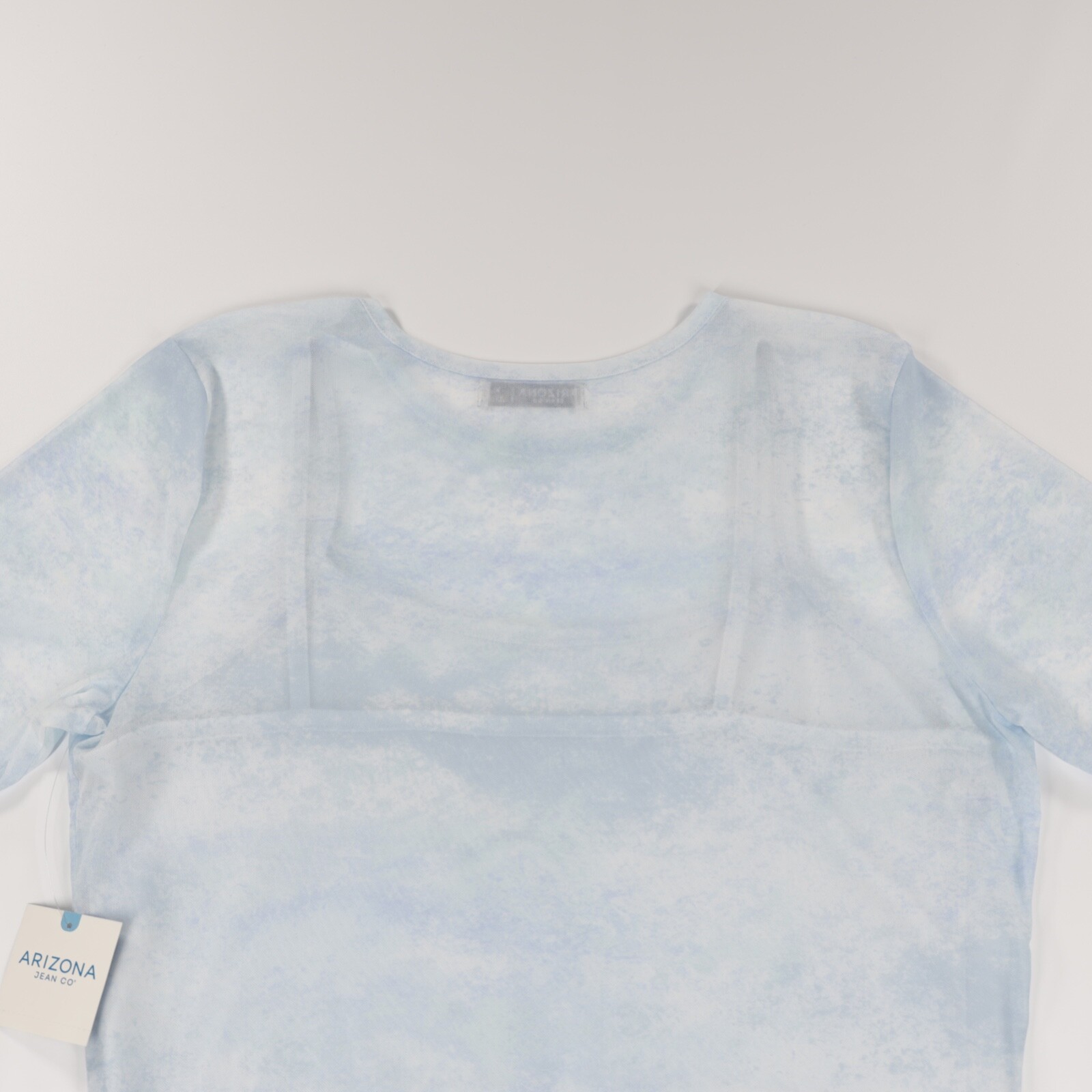 Arizona Jean Co Women’s Short Sleeve Mesh Cropped Top Light Blue Size XL