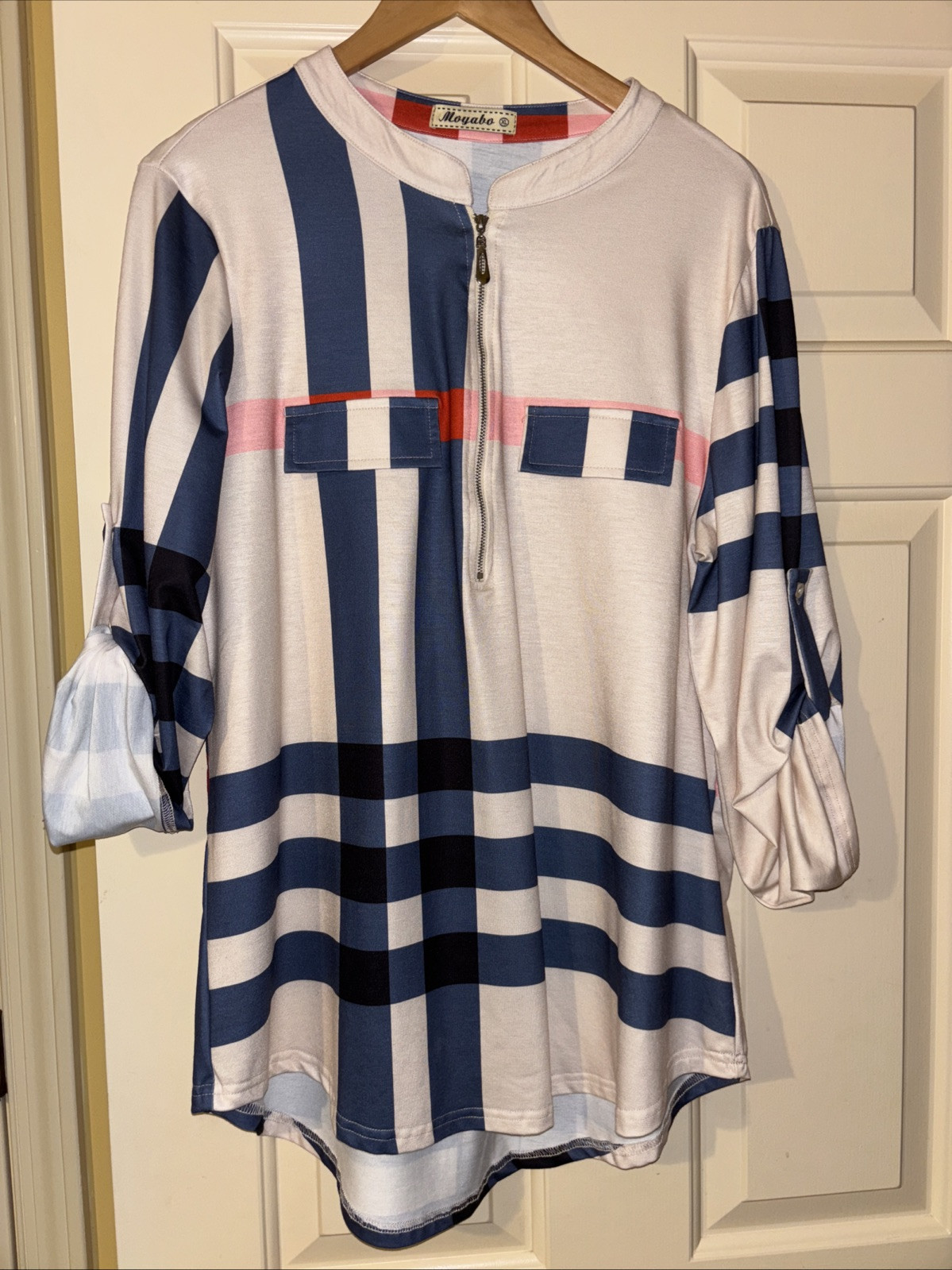 Moyabo Woman’s Long Sleeve And 3/4 Sleeve 1/4 Zip Tab Chest Pockets Sz XL