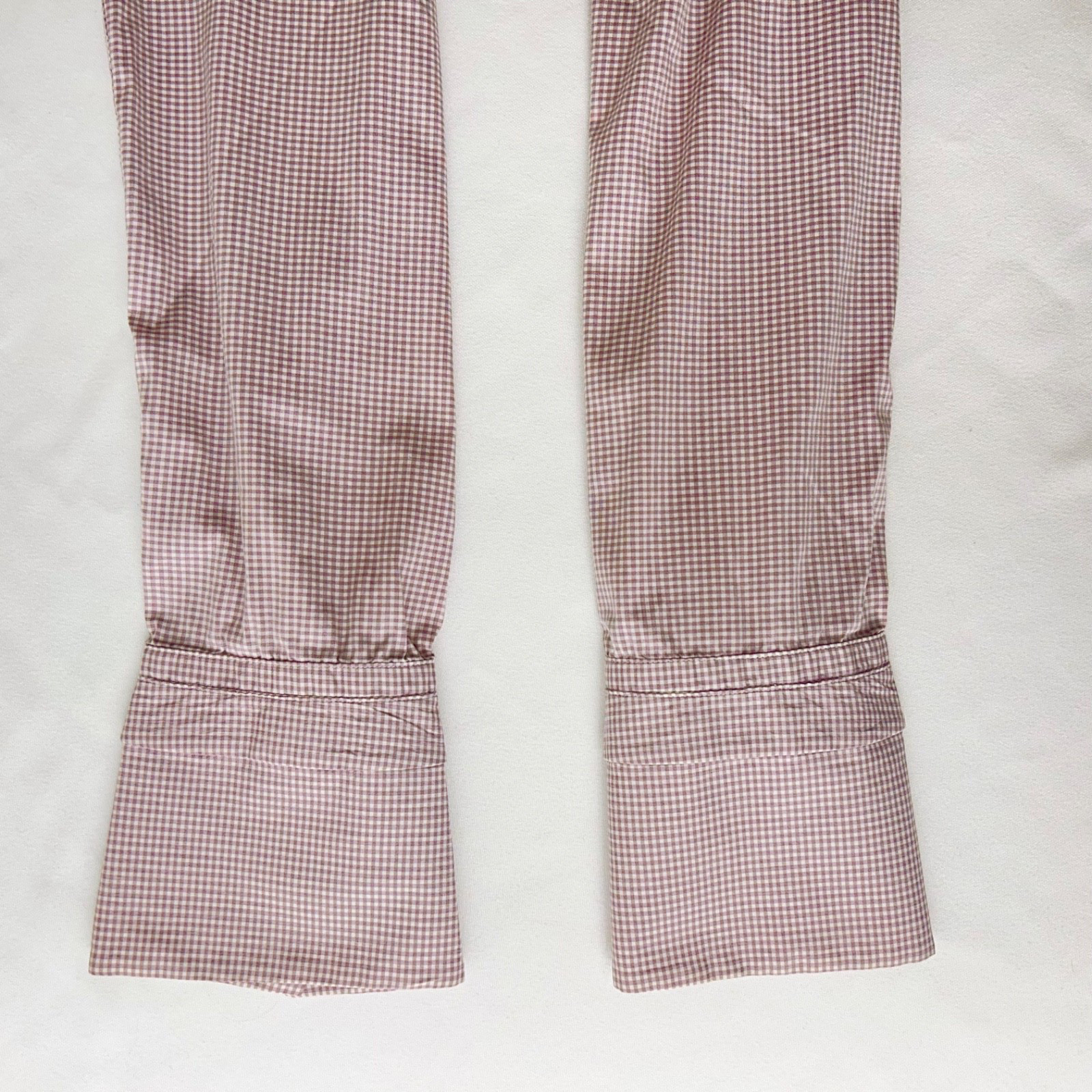 Brunello Cucinelli Slim Fit Shirt Button Detail Collar +Cuffs Mauve Gingham XL