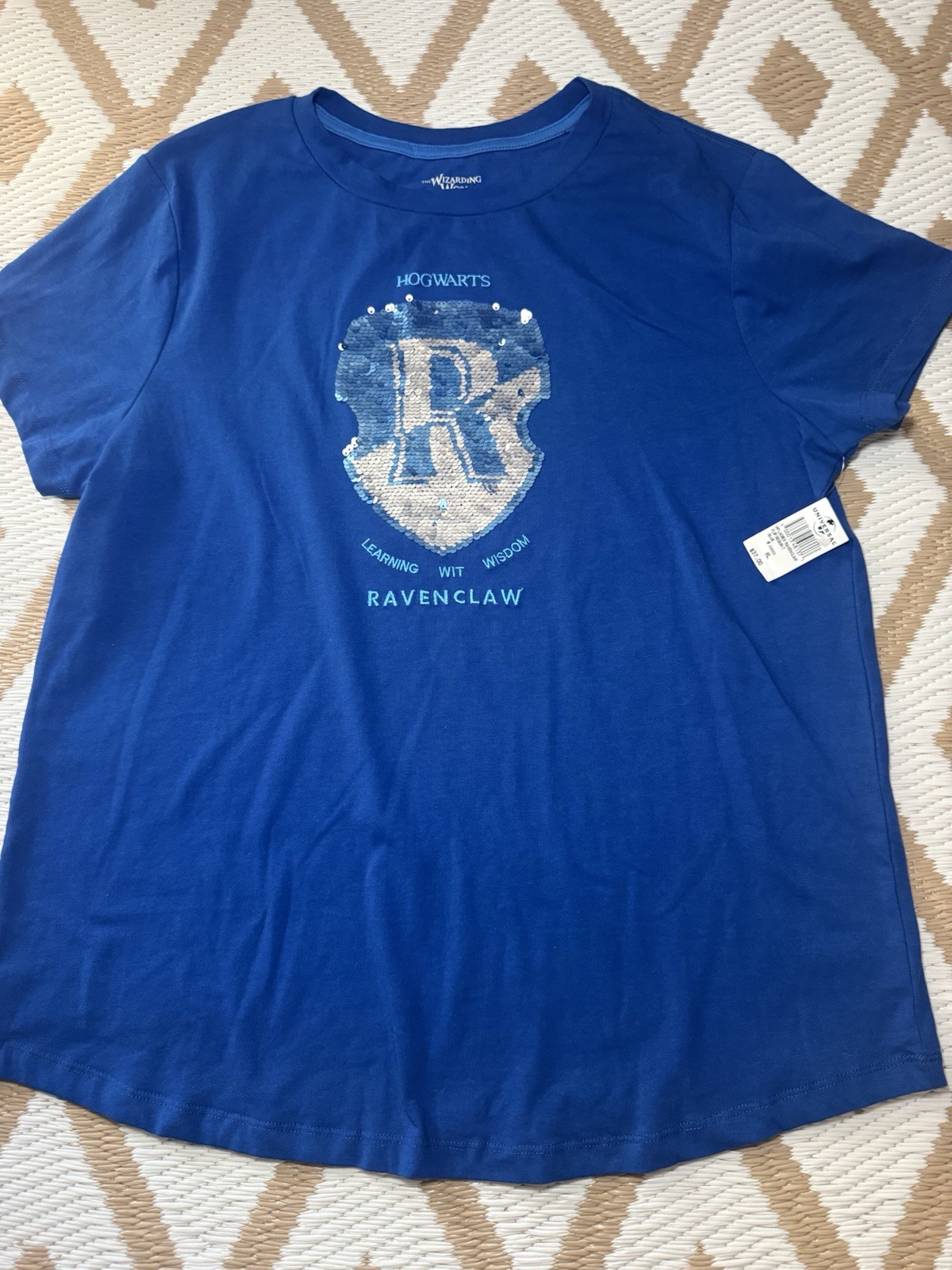 Universal Studios Harry Potter Ravenclaw Blue Graphic Sequin Tee Crew XL
