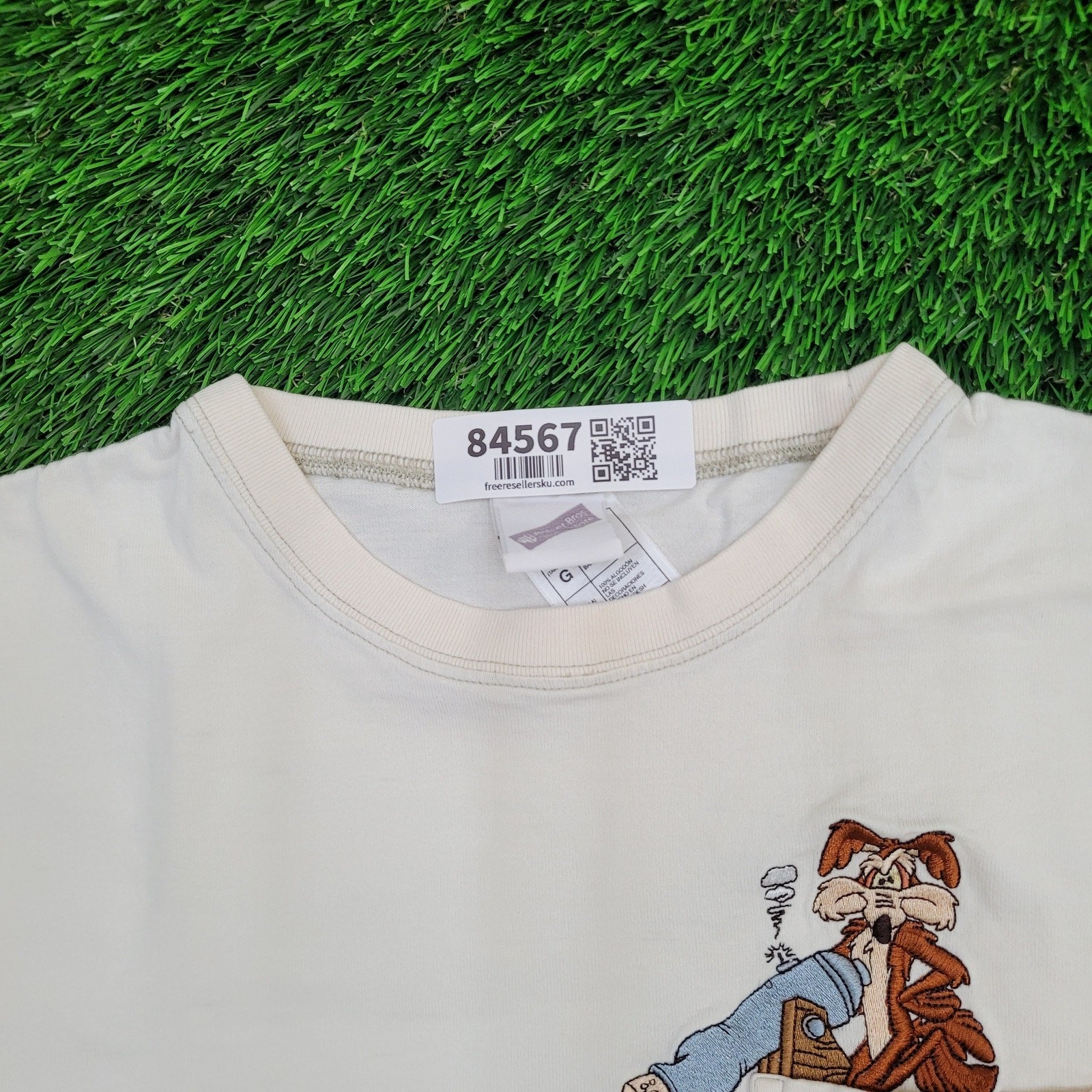 Vintage 90s Warner-Bros Cartoon Shirt Women L 20×24 Pocket-Tee