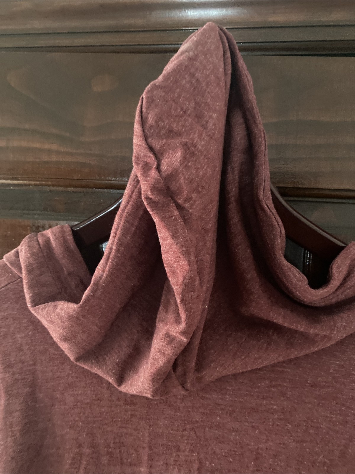 Timeson Hoodie Womens L Wine Pullover Kangaroo Pocket V Neck Mid Sleeve – New