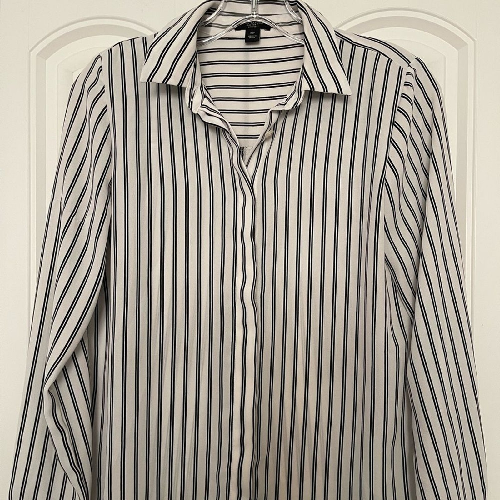 Ann Taylor Black and White Striped Blouse