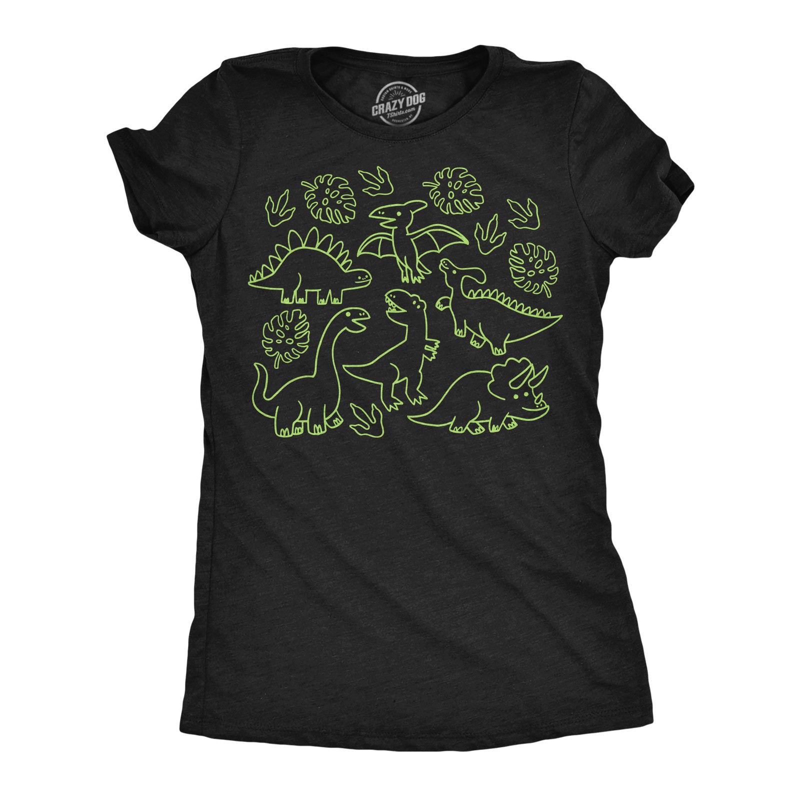 Womens Funny T Shirts Doodle Dinos Sarcastic Dinosaur Tee For Ladies