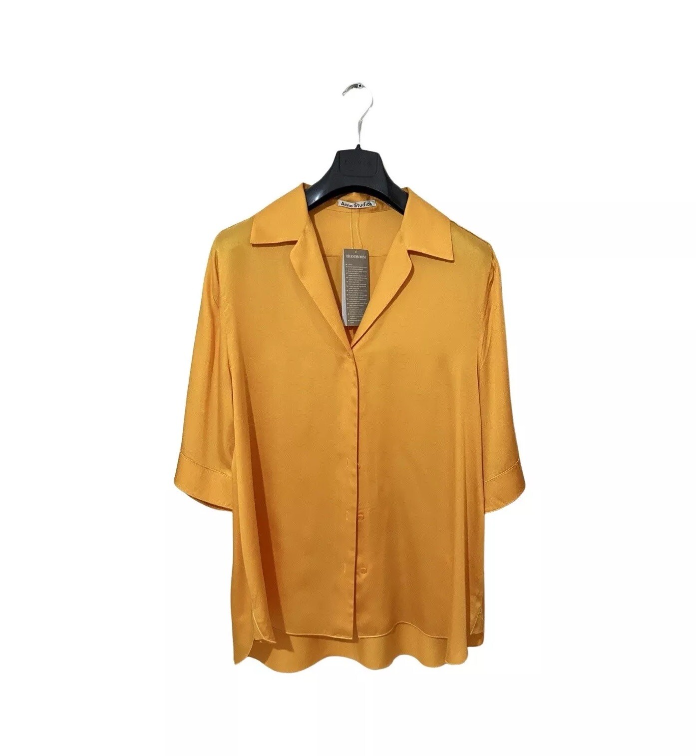 ACNE STUDIOS Satin Look ALBION Shirt in Orange Modal & Lyocell Size 40 M/L NWT