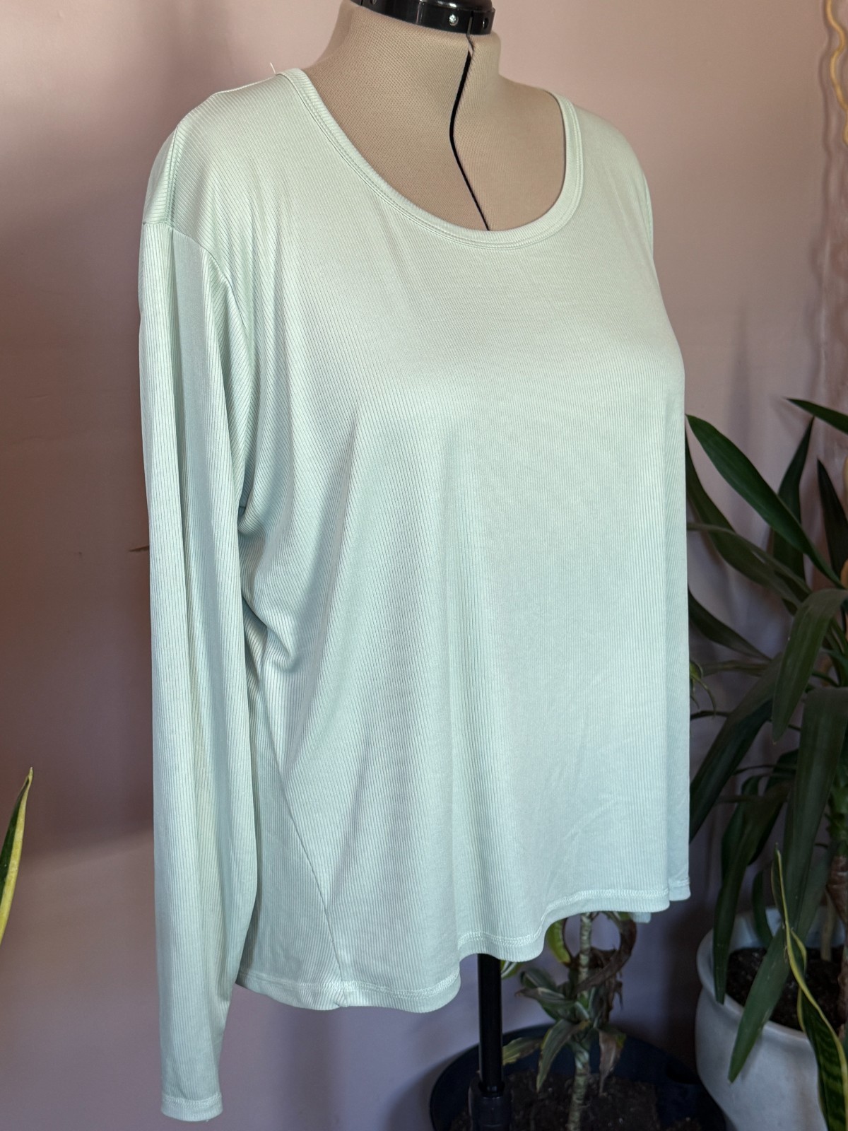 Plus size 3X women’s mint green long sleeve athletic shirt by MARIKA
