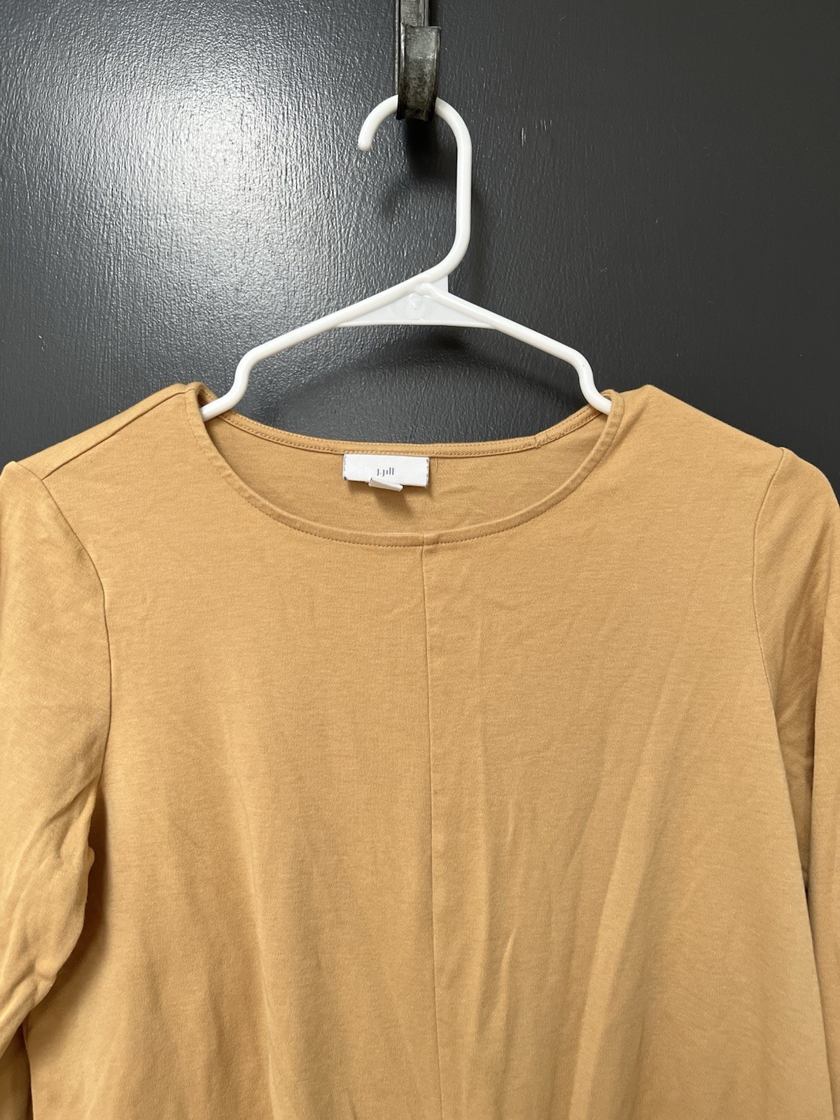 J.Jill Sz S tie knot front blouse yellow gold 3/4 long sleeve cotton women