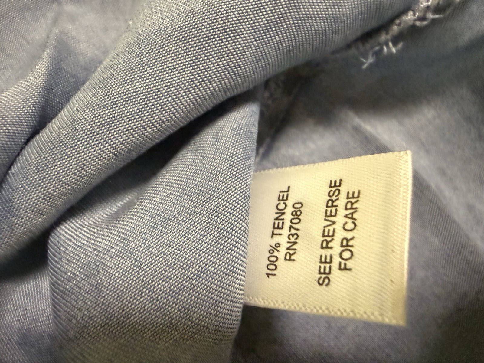 Cato Womens Large Chambray Tencel Button Front Shirt Blue Short Sleeve Hi Low
