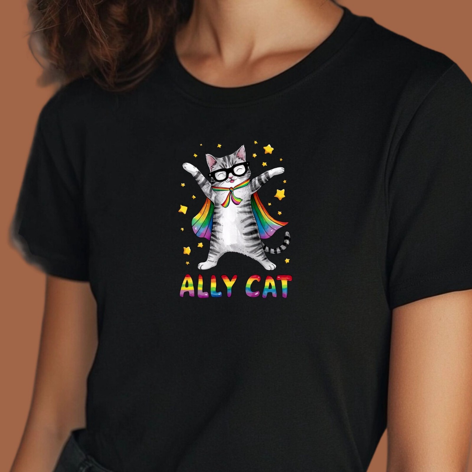 Ally Cat Rainbow Cat LGBT Pride Shirt Supporter Gift