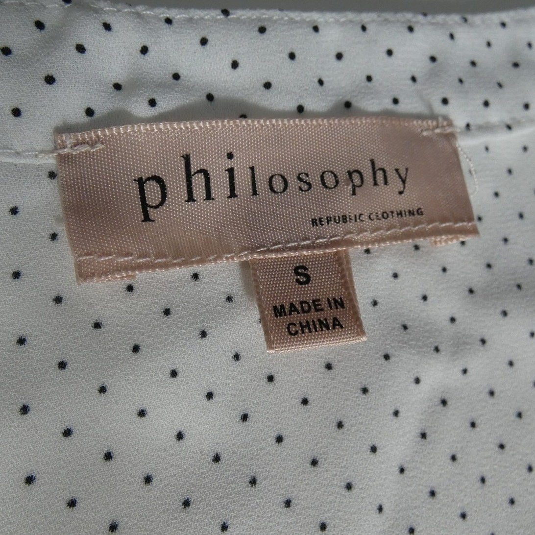 Philosophy Small Polka Dot Cuffed Short Sleeves V-Neckline Lightweight