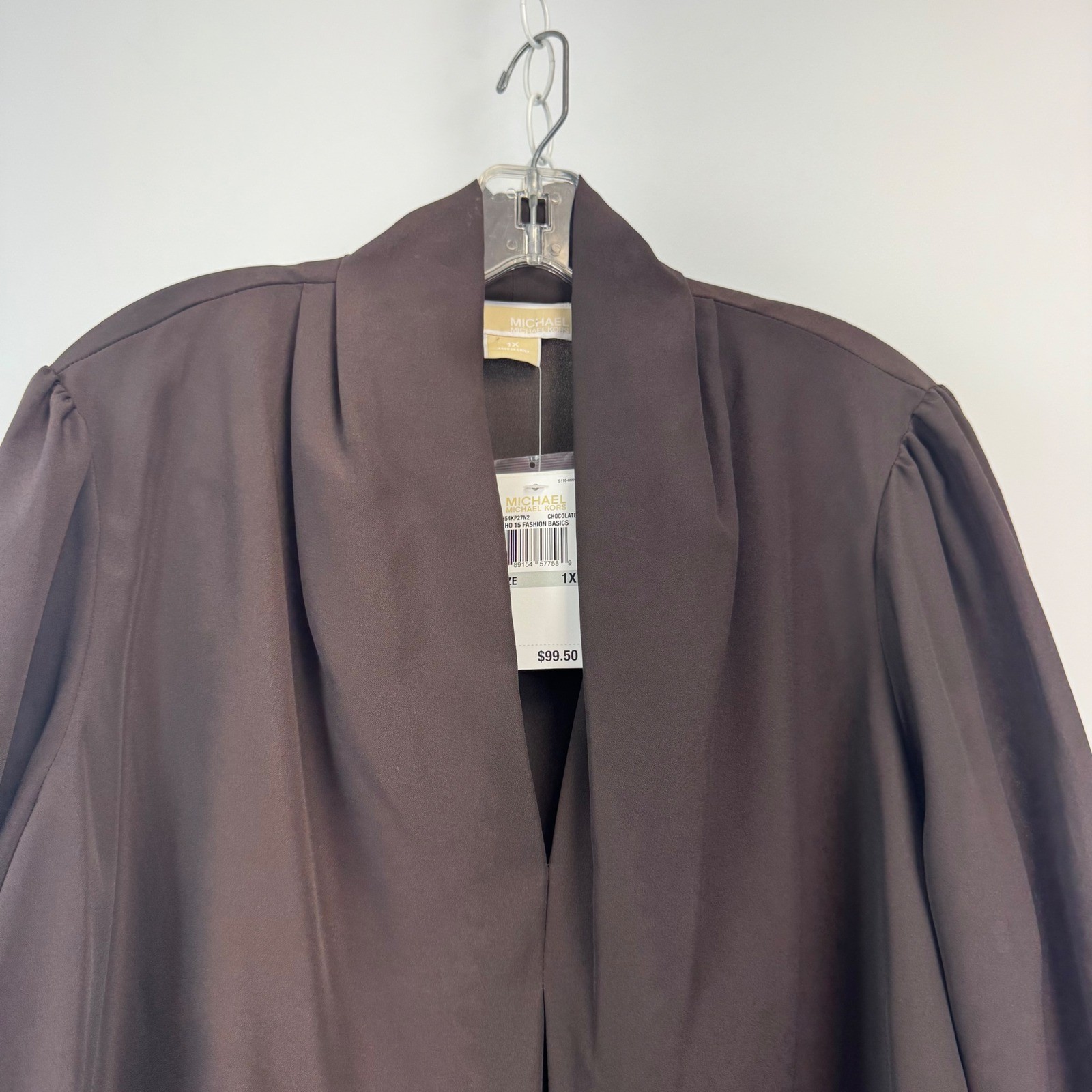 Michael Michael Kors Womens Chocolate Brown Shawl Collar Blouse 1X NWT