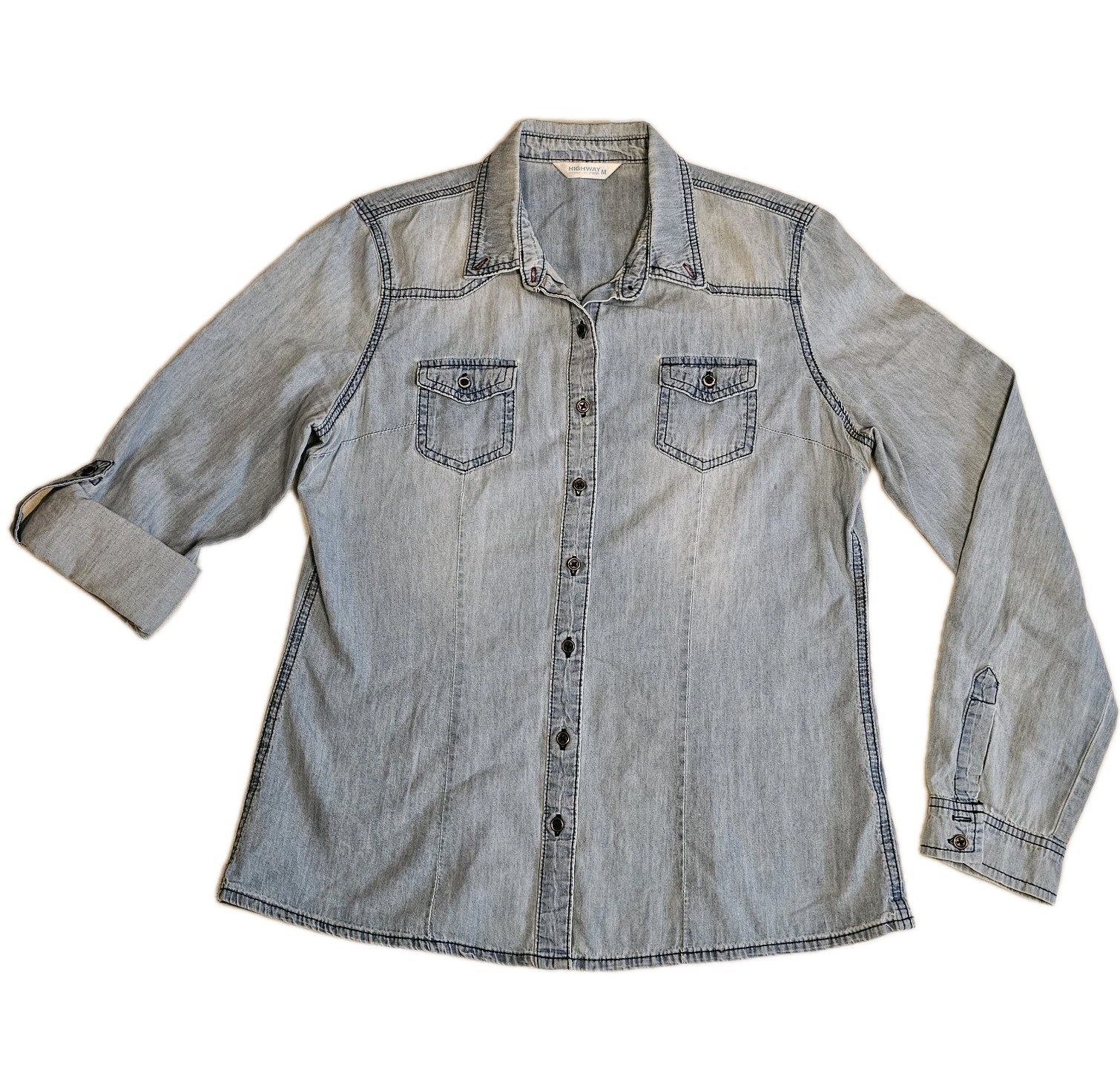 HIGHWAY JEANS DENIM WOMEN’S LONG SLEEVE to 3/4 SLEEVES SIZE MEDIUM