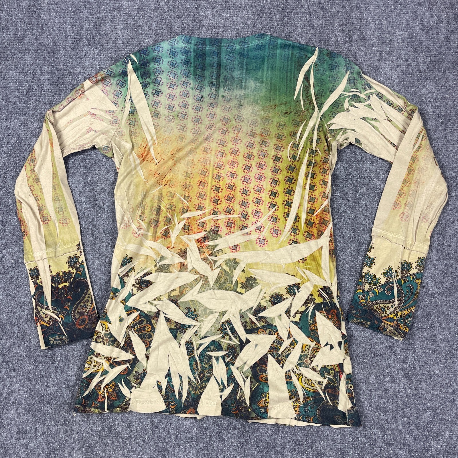 Decree Womens Top Shirt M Boho Y2K Grunge Mandala LS Graphic Print Tattoo
