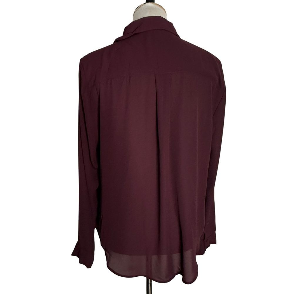 Torrid Madison Georgette Button Up Long Sleeve Top Size M Burgundy Blouse