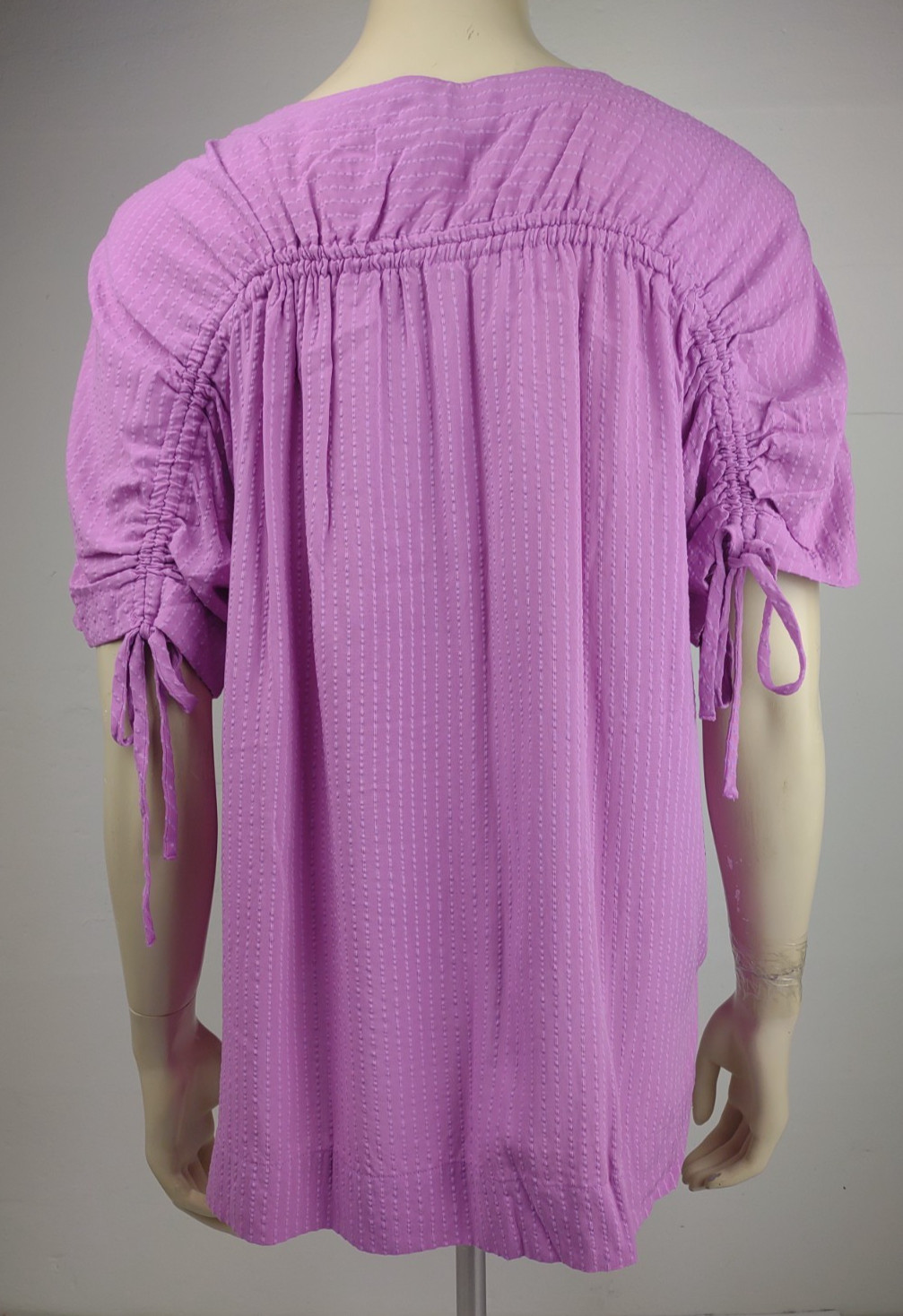 NWT LOFT light purple cotton blend keyhole front short sleeve blouse Large