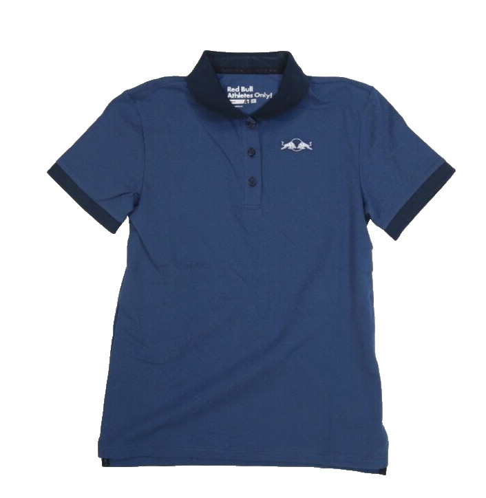 Red Bull Athletes Only Polo Short Sleeve Dark Blue Collared Shirt Womens S