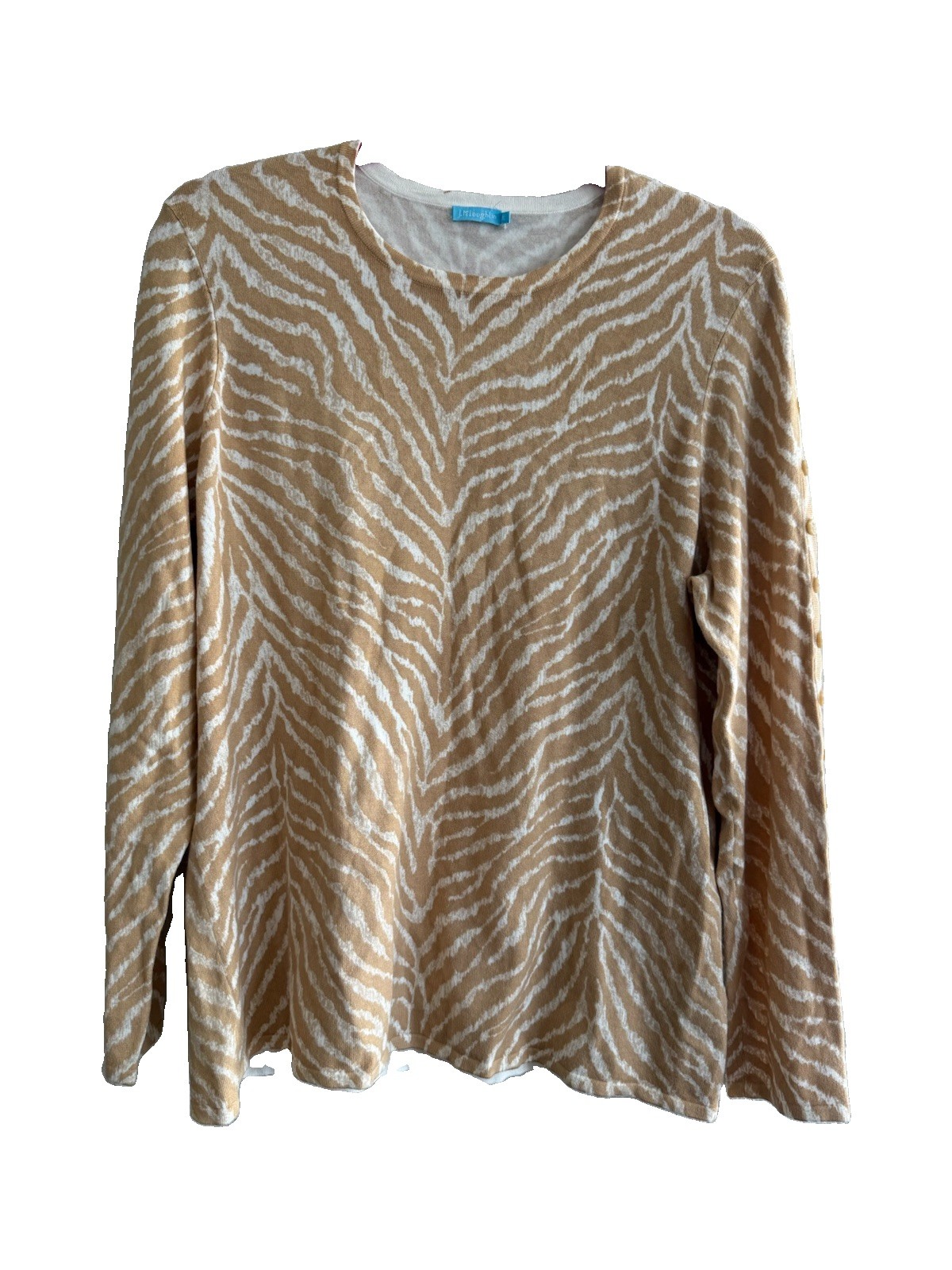 J. McLaughlin Women’s Catalina Cloth Tan Animal Print Side Button Detail Size XL