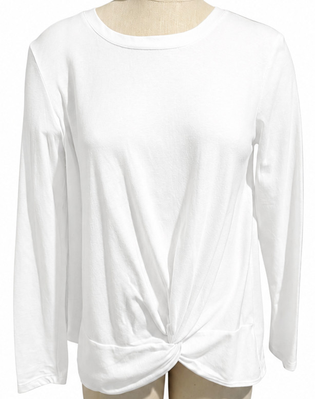 Caslon White Shirt Twist Front Long Sleeve Top Size Medium Casual SAME DAY SHIP