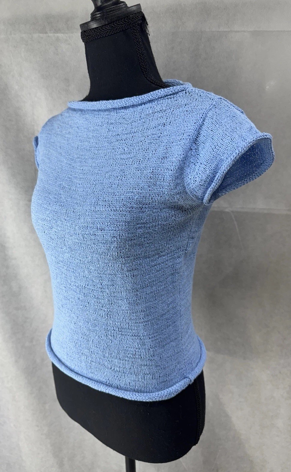 Vintage Esprit Rolled Edges Light Cornflower Blue Top Size S *Never Worn*