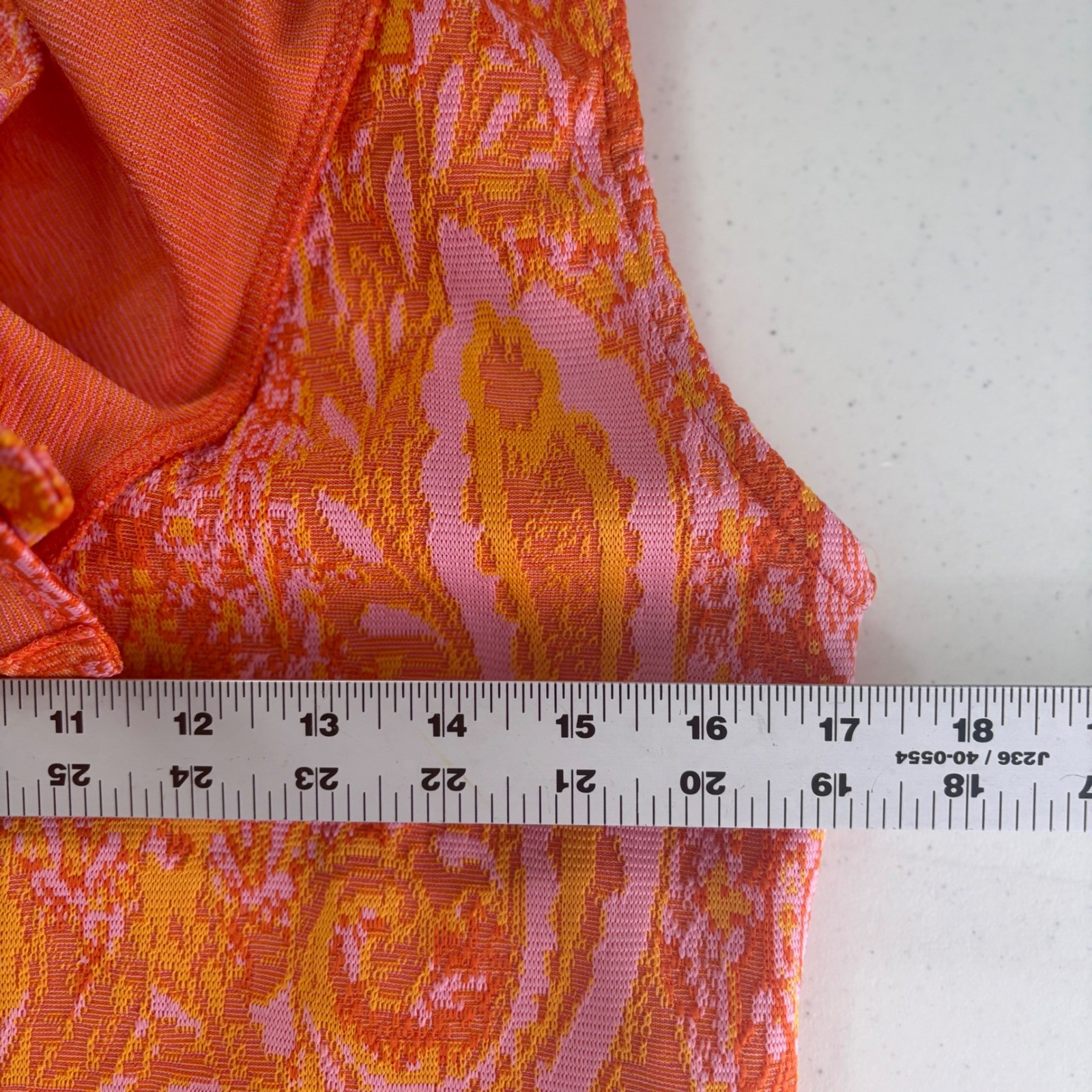 Zara Womens Orange Pink Paisley Jacquard Ruffle V-Neck Crop Top S Coquette Twee