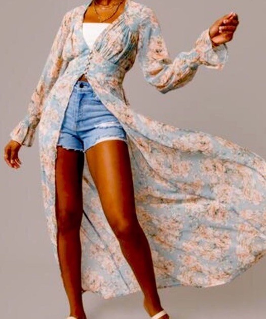 Kimono Womens One Size Floral Sz M Lightweight Boho Beach Vacation Cardigan
