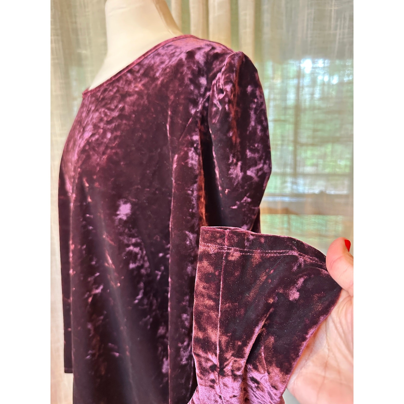 Wrangler Retro NWT Crushed Velvet Open Back Puff Sleeve Top 3XL Plum