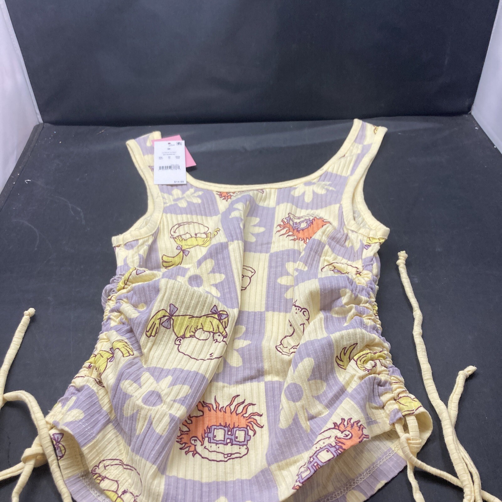 Women’s Rugrats Cinched Cropped Graphic Tank Top – Yellow Size Medium